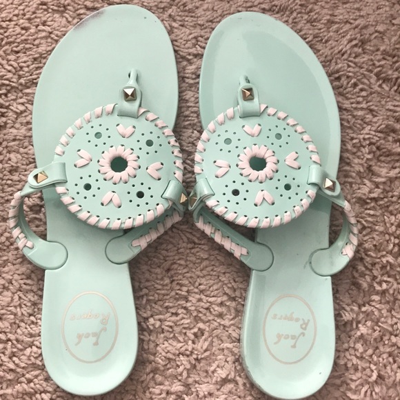 Jack Rogers Shoes - Light mint jelly plastic sandals with white trim